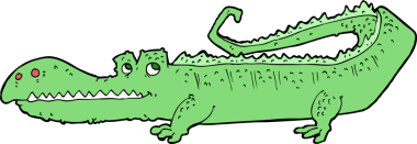 Bir insan tarafından çizilmiş timsah çizgi filmi.