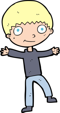 Bir insan tarafından çizilmiş mutlu çocuk çizgi filmi.