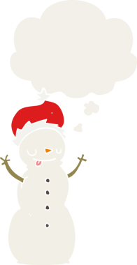 Düşünce baloncuğu olan bir insan tarafından çizilmiş bir kardan adam.