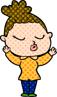 Bir insan tarafından çizilmiş sakin bir kadın çizgi filmi.