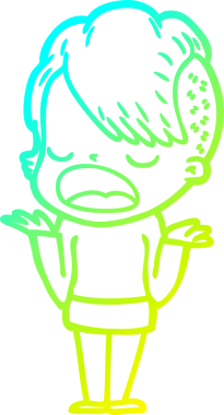 Bir insan tarafından çizilmiş havalı bir hippi kızın soğuk gradyan çizimi.