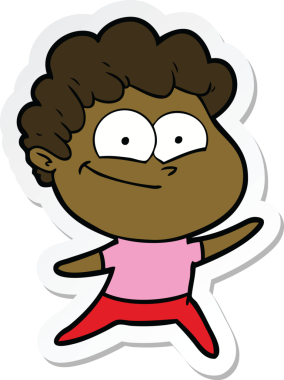 Bir insan tarafından çizilmiş mutlu bir adamın çıkartması.