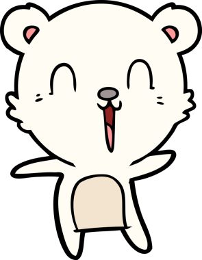 Bir insan tarafından çizilmiş mutlu kutup ayısı çizgi filmi.