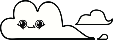 Bir insan tarafından çizilmiş bulutların sevimli karikatürü.