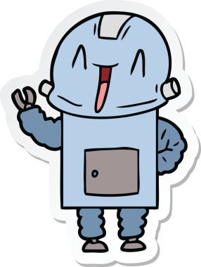 Bir insan tarafından çizilmiş robot karikatür çıkartması.