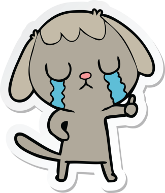 Bir insan tarafından çizilmiş şirin bir köpeğin çıkartması.