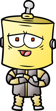 Bir insan tarafından çizilmiş çizgi film robotu