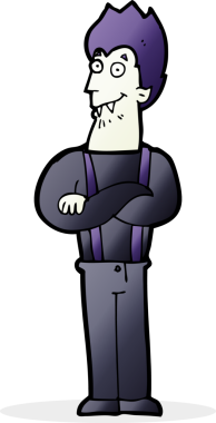 Bir insan tarafından çizilmiş mutlu vampir çizgi filmi.