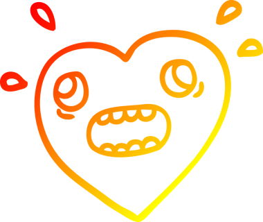 Bir insanın paniklediği karikatür kalp çizimi.