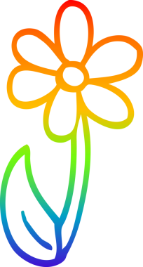 gökkuşağı gradyan çizgi çizimi bir insan tarafından çizilmiş tek bir çiçek