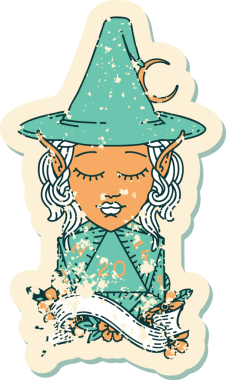 Retro Dövme Biçimli elf karakteri Bir insan tarafından çizilmiş doğal yirmi zar atışıyla