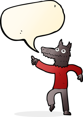 Bir insan tarafından çizilmiş konuşma balonu olan bir kurt adam.