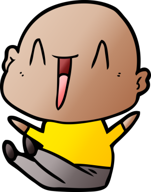 Bir insan tarafından çizilmiş mutlu, kel adam.