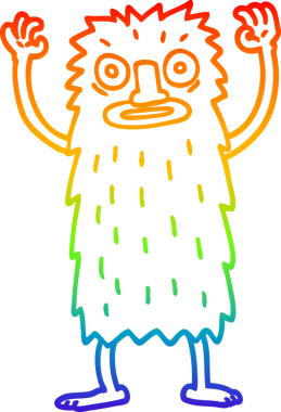 gökkuşağı gradyan çizgi çizimi bir insan tarafından çizilmiş kocaayak yaratık