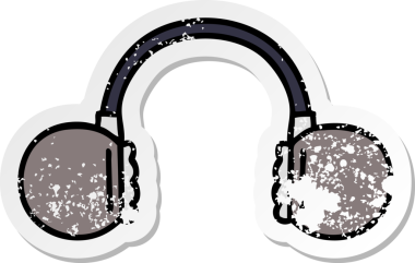 Bir insan tarafından çizilmiş sevimli bir çizgi film kulaklığının sıkıntılı çıkartması.