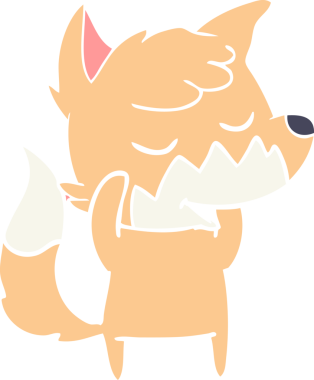 Bir insan tarafından çizilmiş düz renkli tilki çizimi.