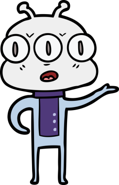 Bir insan tarafından çizilmiş kafası karışmış üç gözlü uzaylı.