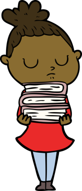 Bir insan tarafından çizilmiş sakin bir kadın çizgi filmi.