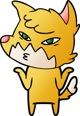 Bir insan tarafından çizilmiş akıllı çizgi film tilkisi.