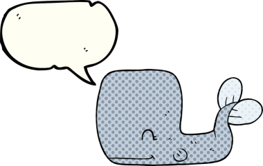 Bir insan tarafından çizilmiş serbest çizilmiş çizgi roman konuşma balonu mutlu balina