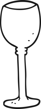 Bir insan tarafından çizilmiş siyah beyaz şarap kadehi.