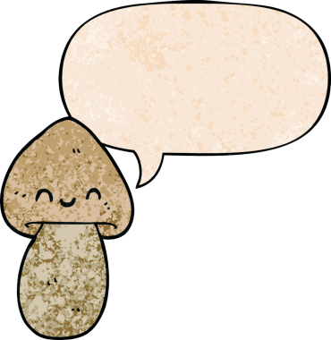 bir insan tarafından çizilmiş eski moda konuşma baloncuklu mantar.