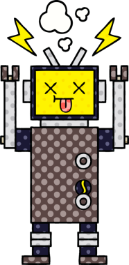 Bir insan tarafından çizilmiş arızalı bir robotun çizgi roman tarzı