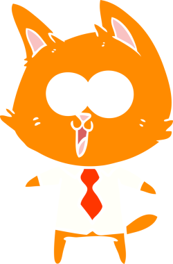 komik düz renkli çizgi film kedisi bir insan tarafından çizilmiş gömlek ve kravat giyiyor