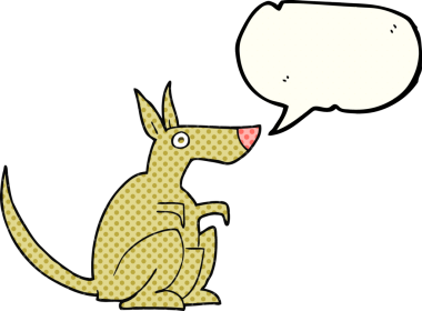 Bir insan tarafından çizilmiş serbest çizilmiş çizgi roman konuşma balonu kangurusu.