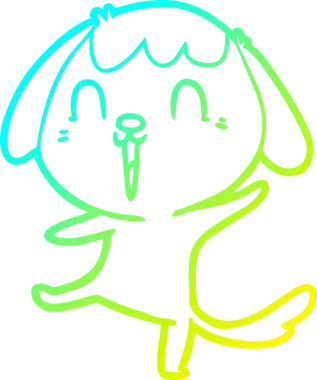 Bir insan tarafından çizilmiş mutlu çizgi film köpeğinin soğuk gradyan çizimi