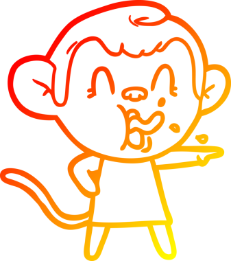 Bir insan tarafından çizilmiş, çılgın bir çizgi film maymunu çizilmiş.