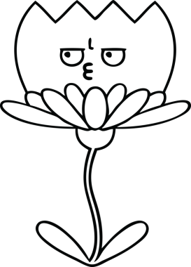 Bir insan tarafından çizilmiş bir çiçeğin çizgi çizimi