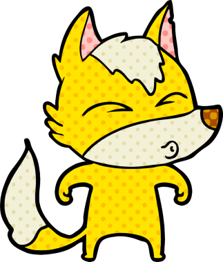 Bir insan tarafından çizilmiş tilki çizgi film karakteri