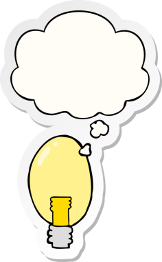 Düşünce baloncuklu karikatür elektrik ışığı insan tarafından çizilmiş bir çıkartma.