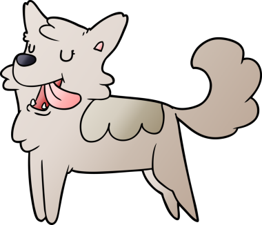 Bir insan tarafından çizilmiş mutlu bir köpek.