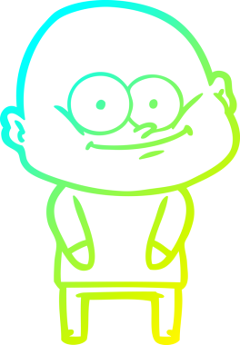 Bir insan tarafından çizilmiş, kel bir adamın soğuk çizgi çizimi.