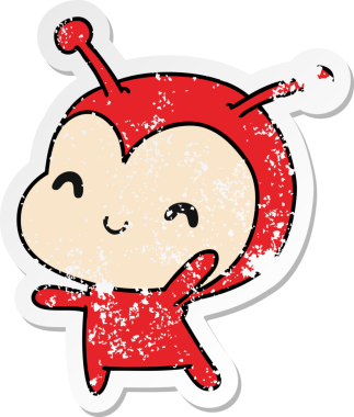 Bir insan tarafından çizilmiş sevimli bir böceğin depresif çizgi film çizimi.