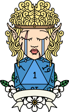 Retro Dövme Tarzı Üzgün Elf Barbar Karakteri Doğal bir insan tarafından çizilmiş