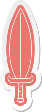 Bir insan tarafından çizilmiş sihirli bir yaprak bıçağının çizgi film etiketi.