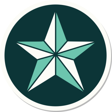 Bir insan tarafından çizilmiş geleneksel bir yıldız stiliyle dövme çıkartması.