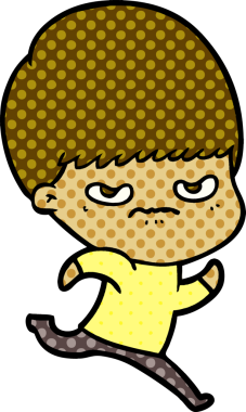 Bir insan tarafından çizilmiş kızgın bir çocuk.