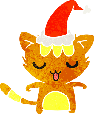 Bir insan tarafından çizilmiş kawaii kedisinin eski bir karikatürü.