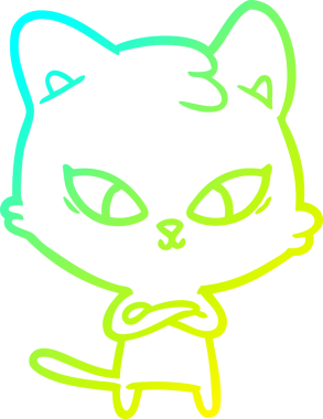 Bir insan tarafından çizilmiş bir çizgi film kedisinin soğuk gradyan çizgisi.