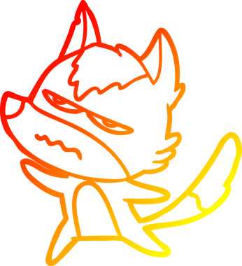 Bir insan tarafından çizilmiş kızgın bir kurdun sıcak çizgi çizimi.