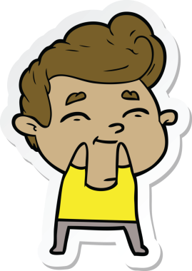 Bir insan tarafından çizilmiş mutlu bir çizgi film karakterinin çıkartması.