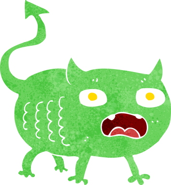 Bir insan tarafından çizilmiş küçük şeytan.