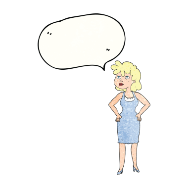 Serbest konuşma baloncuğu desenli bir çizgi film Bir insan tarafından çizilmiş rahatsız kadın