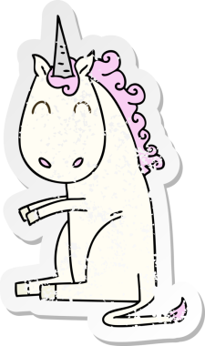 Bir insan tarafından çizilmiş tek boynuzlu atın garip bir el yazısı.