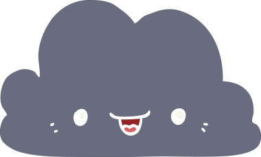 Bir insan tarafından çizilmiş şirin düz renkli çizgi film bulutu