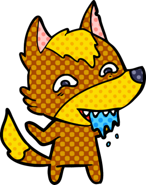 Bir insan tarafından çizilmiş tilki çizgi film karakteri